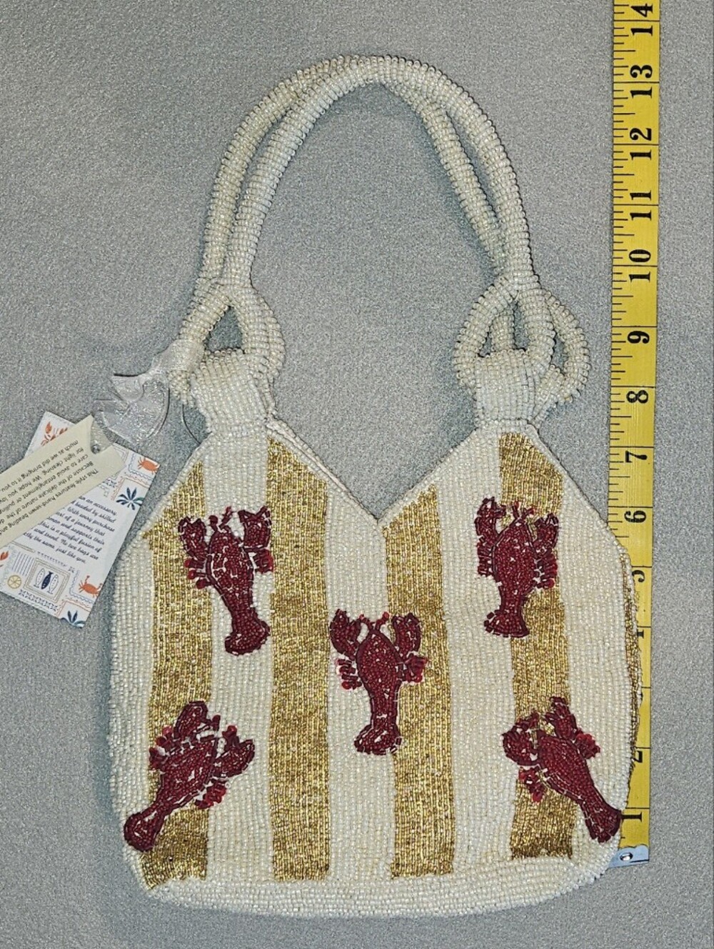 Handcrafted in India Viral Beaded Lobster Bag NWT Coastal Chic Statement Bag - Picture 9 of 16